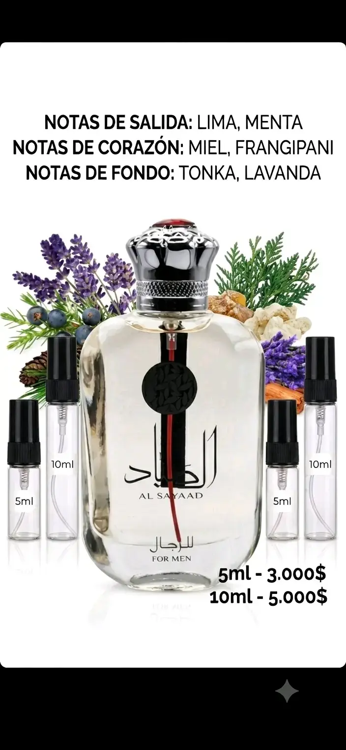 Perfume Al Sayaad para hombre 5ml y 10ml