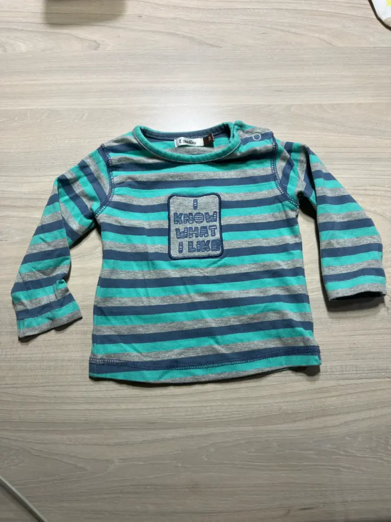 Polera rayada para niño verde y azul