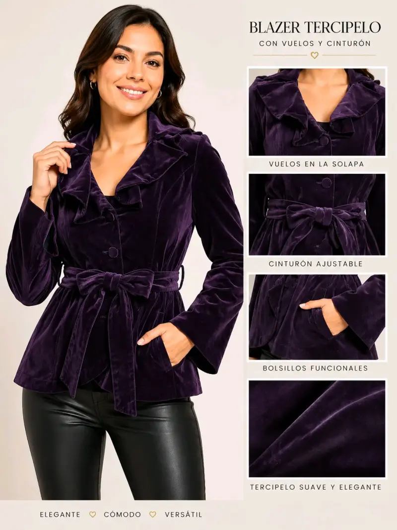 Blazer de terciopelo morado. Talla S