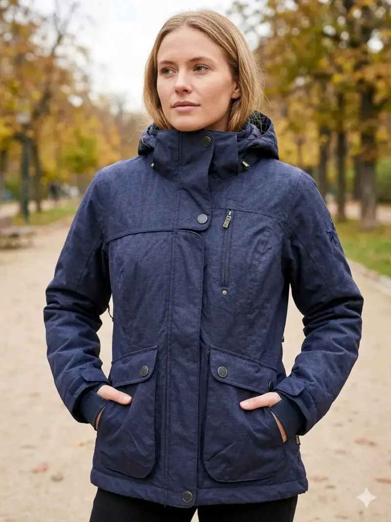 Chaqueta azul con capucha