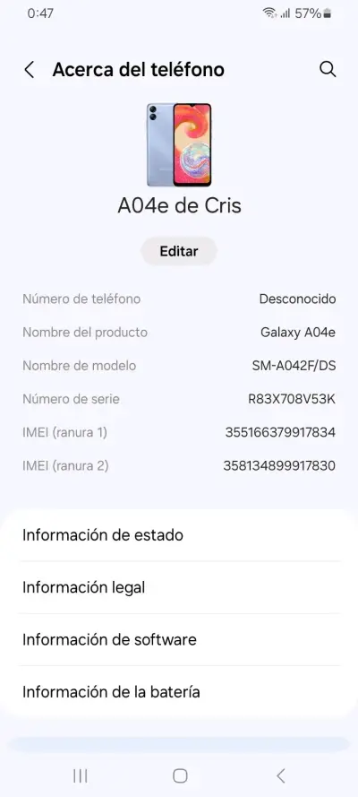 Celular Samsung Galaxy A04e Excelente estado - miniatura 2