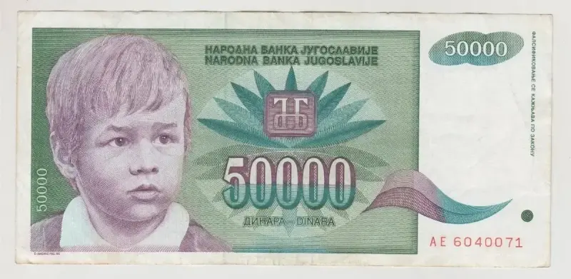 Billete Yugoslavia 50.000 Dinaras Año 1993 Verde - 1