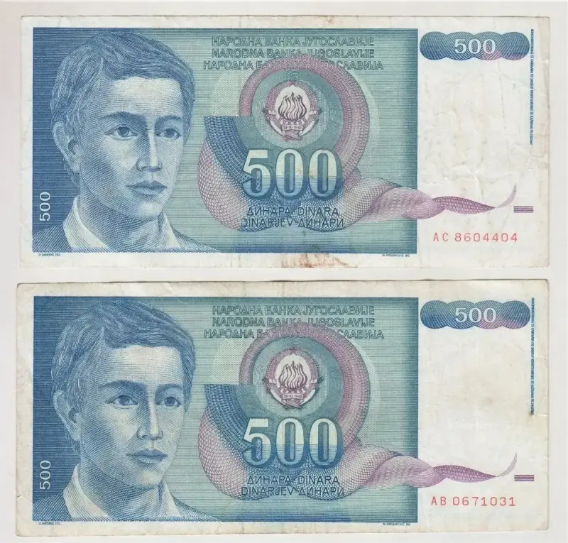 Billete Yugoslavia 500 Dinara 1990 - 1