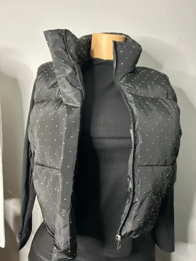 NUEVAS puffa brillo negro/crema/chocolate - miniatura 1