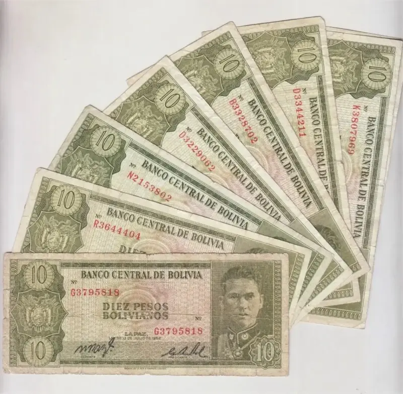 Billete Bolivia 10 Bolivianos 1962 Usado - 2