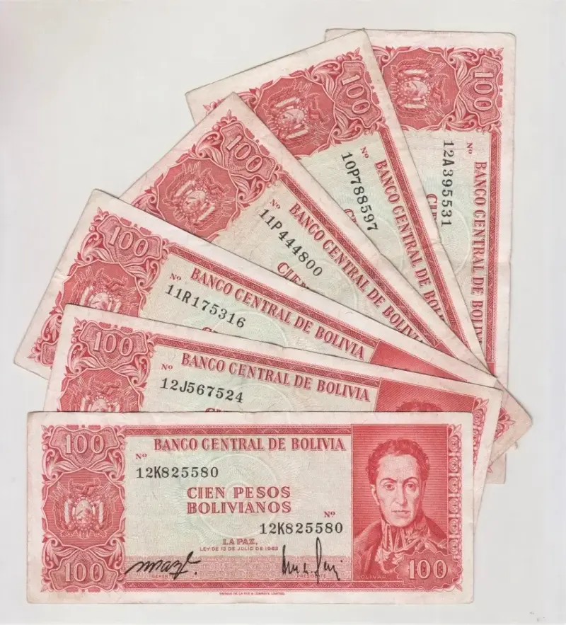 Billete Bolivia 100 Bolivianos 1962 Serie Negra - 1