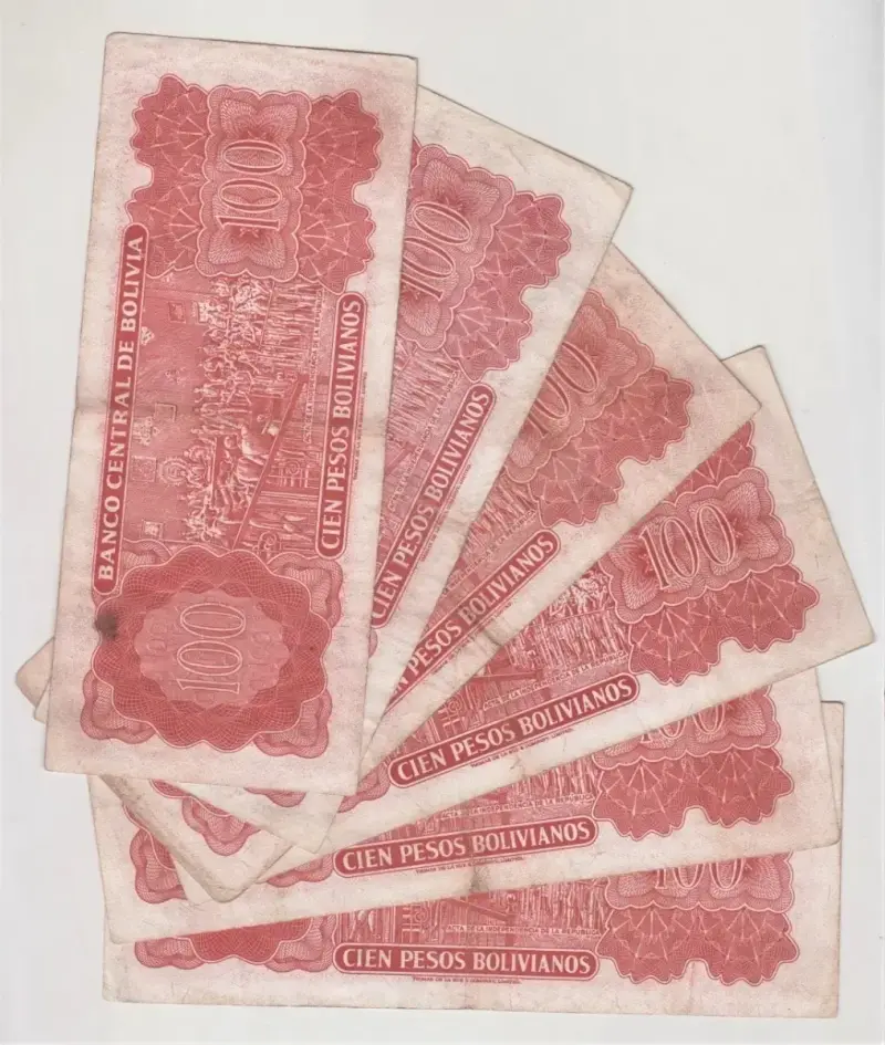 Billete Bolivia 100 Bolivianos 1962 Serie Negra - 2