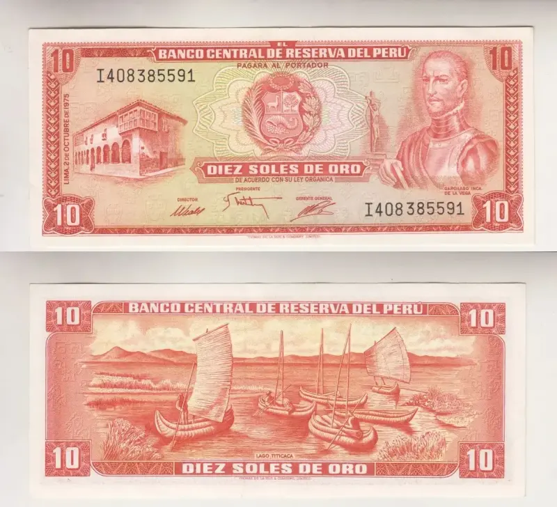 Billete Perú 10 Soles Oro 2 Octubre 1975 Au