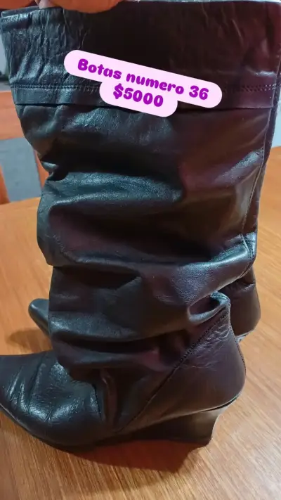 Bototos de cuero negro nuevos - miniatura 3