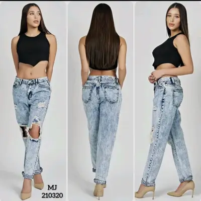 Jeans desgastados azul claro - miniatura 1