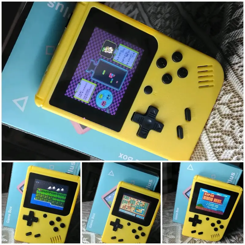 Consola retro portátil amarilla NES 8 bits