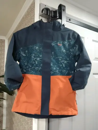 Chaqueta impermeable azul y naranja - miniatura 2