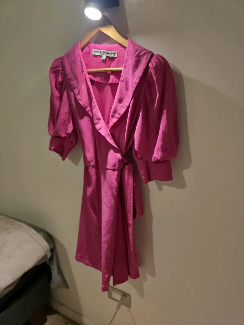 Vestido 100% lino fucsia - 1