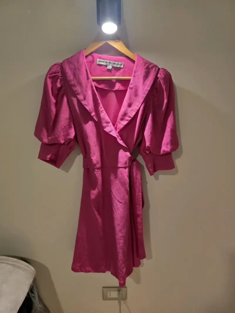 Vestido 100% lino fucsia - 3