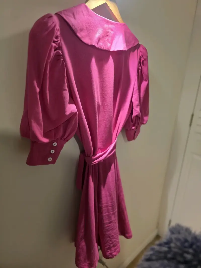 Vestido 100% lino fucsia - 4
