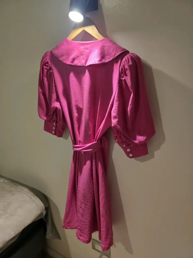Vestido 100% lino fucsia - 5