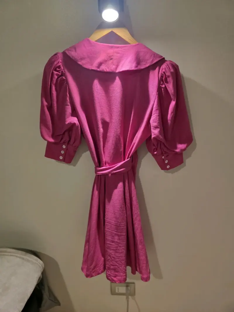 Vestido 100% lino fucsia - 6