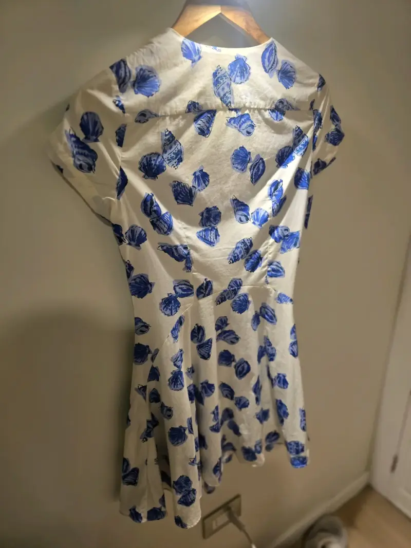 Vestido Zara blanco con estampado azul - 4