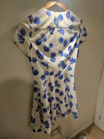 Vestido Zara blanco con estampado azul - miniatura 4