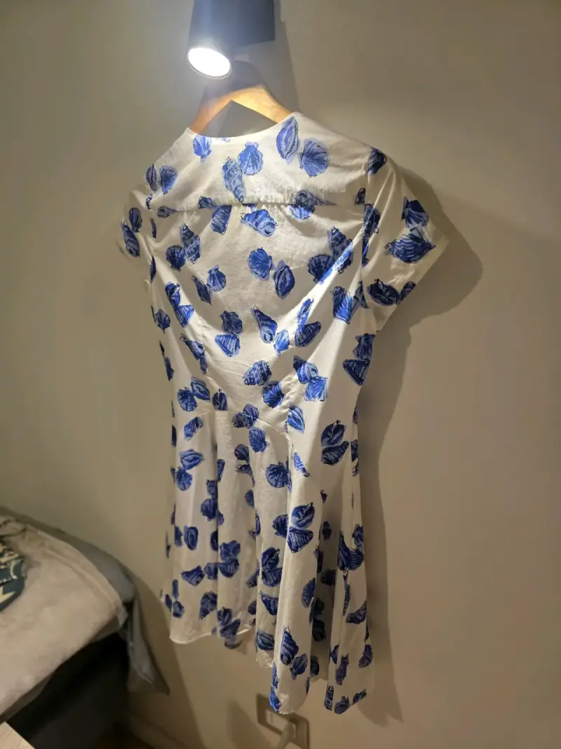Vestido Zara blanco con estampado azul - 5