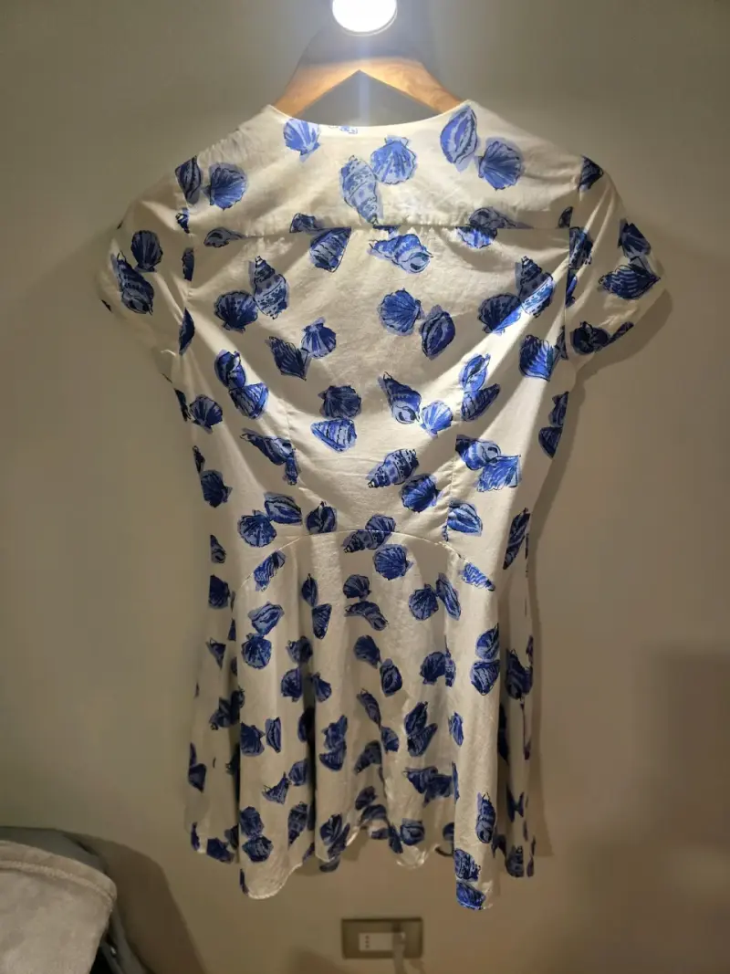 Vestido Zara blanco con estampado azul - 6