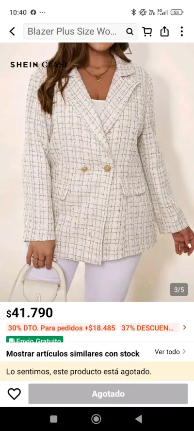 Blazer tejido blanco Shein - miniatura 1