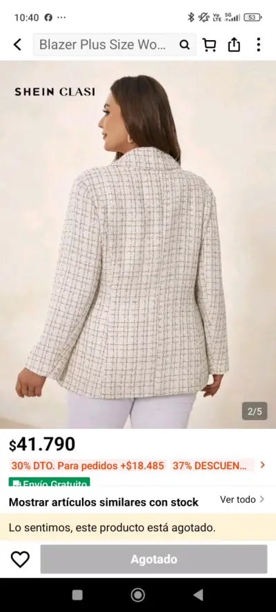 Blazer tejido blanco Shein - miniatura 2