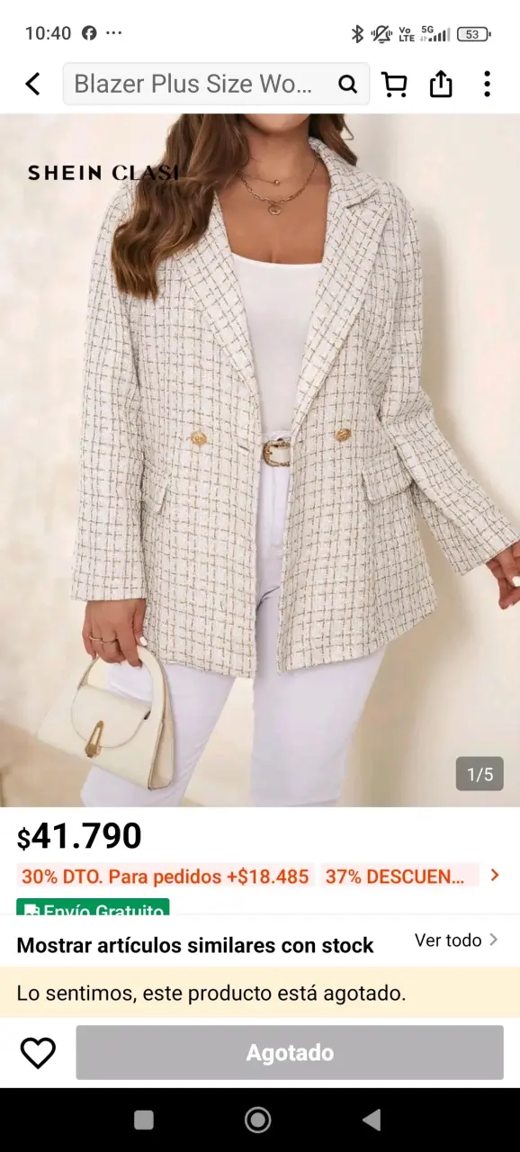 Blazer tejido blanco Shein - 3