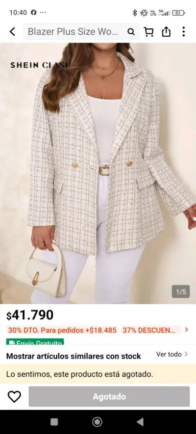 Blazer tejido blanco Shein - miniatura 3