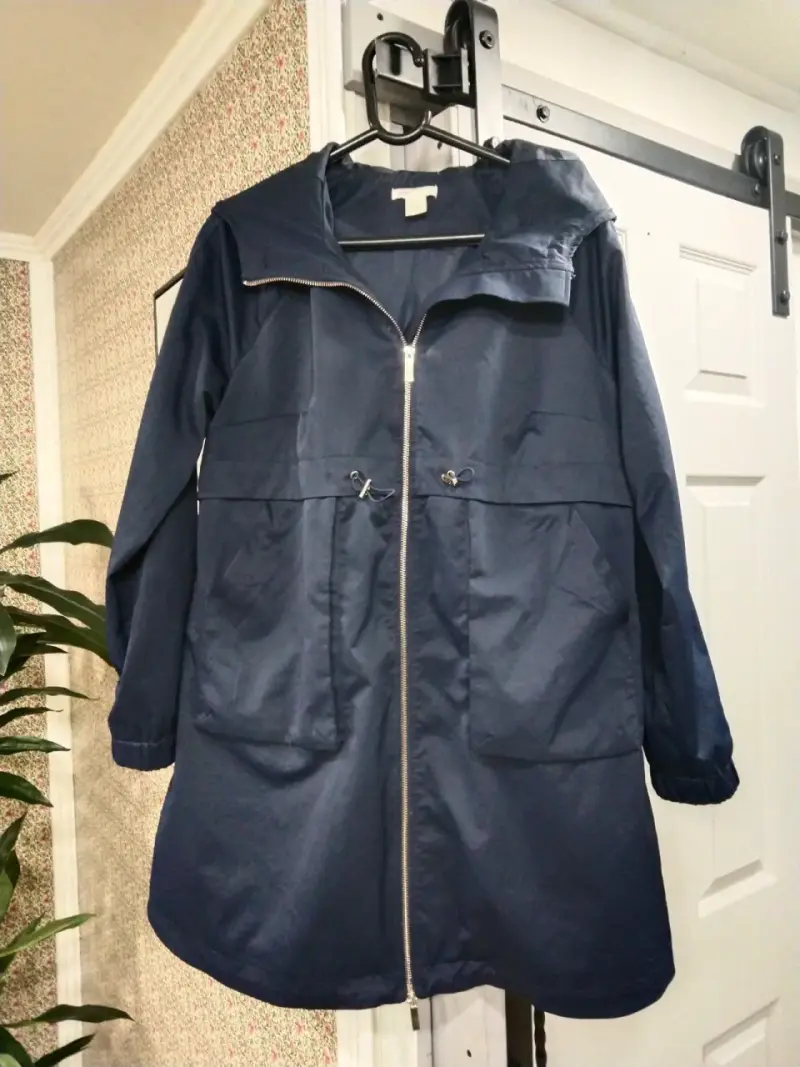 Parka azul con capucha - 1