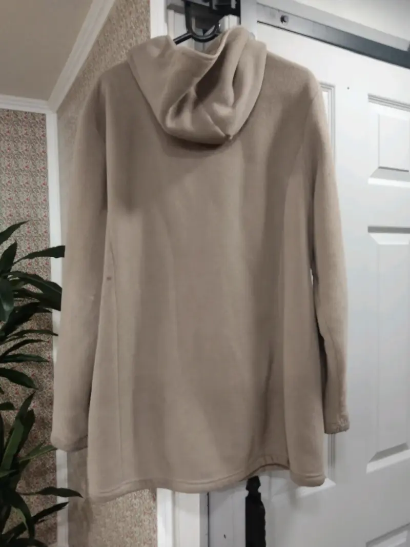 Abrigo de polar beige con capucha - 2