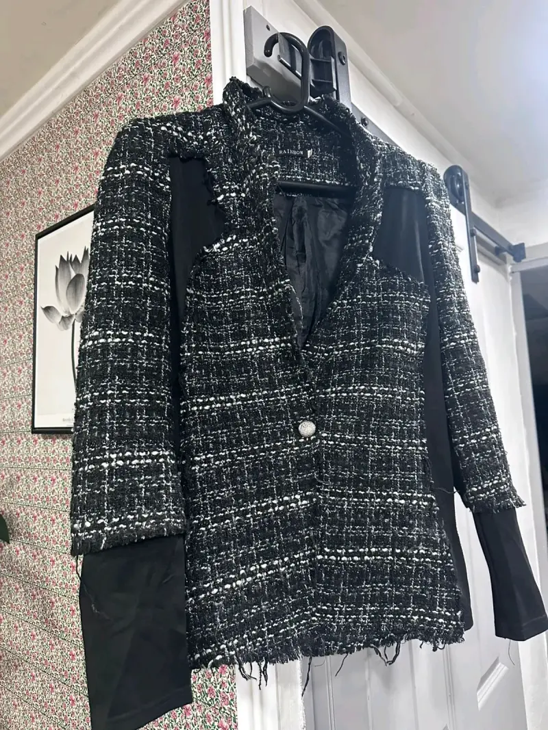 Blazer tweed negro y blanco - 2
