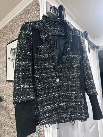 Blazer tweed negro y blanco - miniatura 2