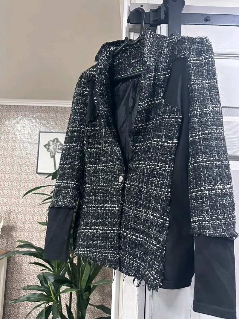 Blazer tweed negro y blanco - 3