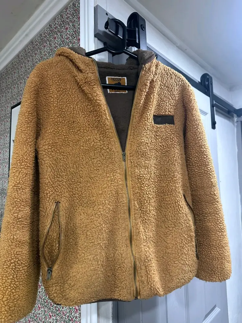 Chaqueta beige de lana con capucha - 2