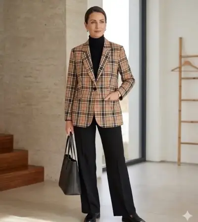 Blazer de cuadros beige - miniatura 3