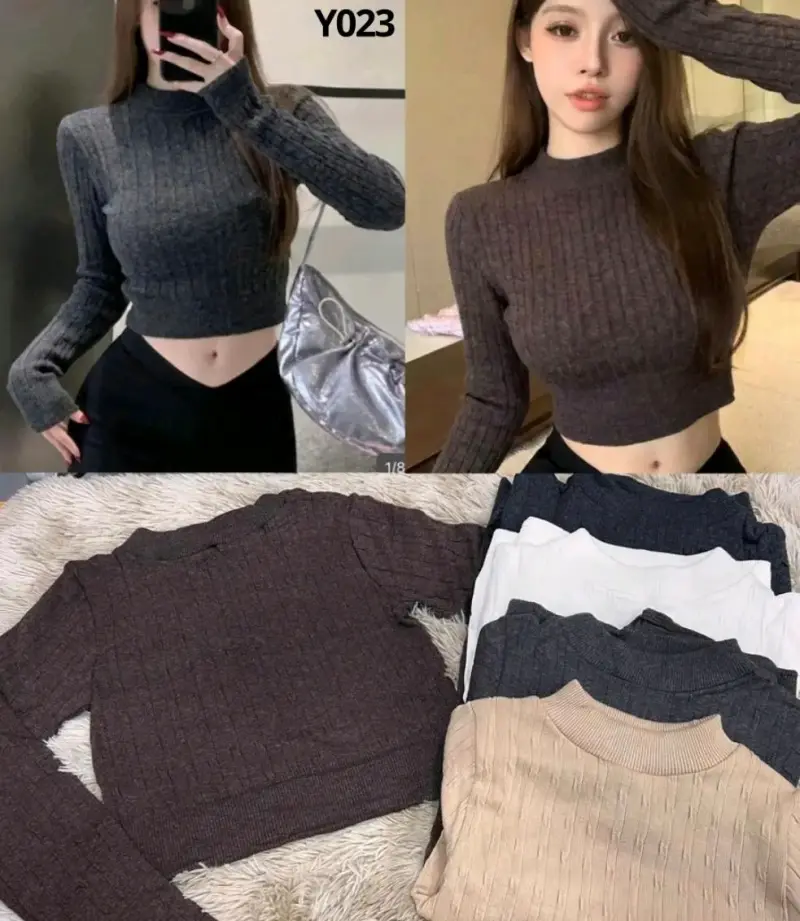 Polera tejida de cuello alto