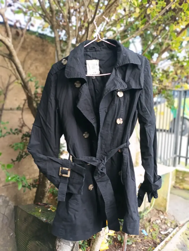 Abrigo greenfield negro con cinturón - 2
