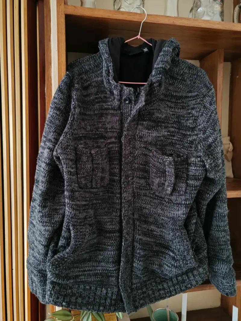 Chaqueta de lana gris jaspeada hombre M - 1