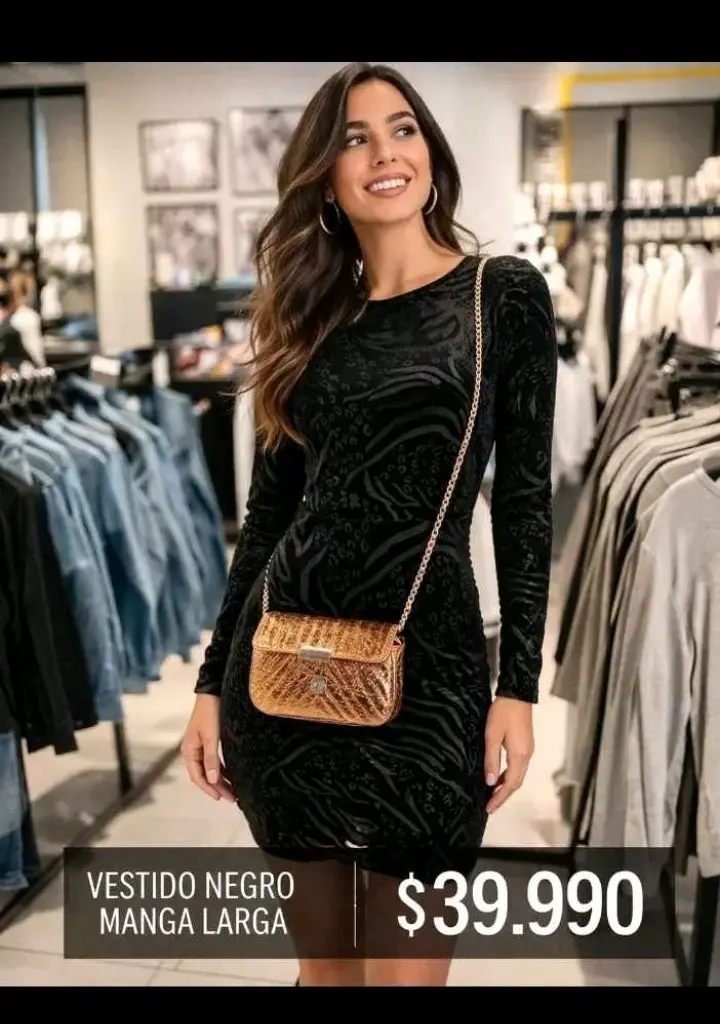 Vestido negro manga larga