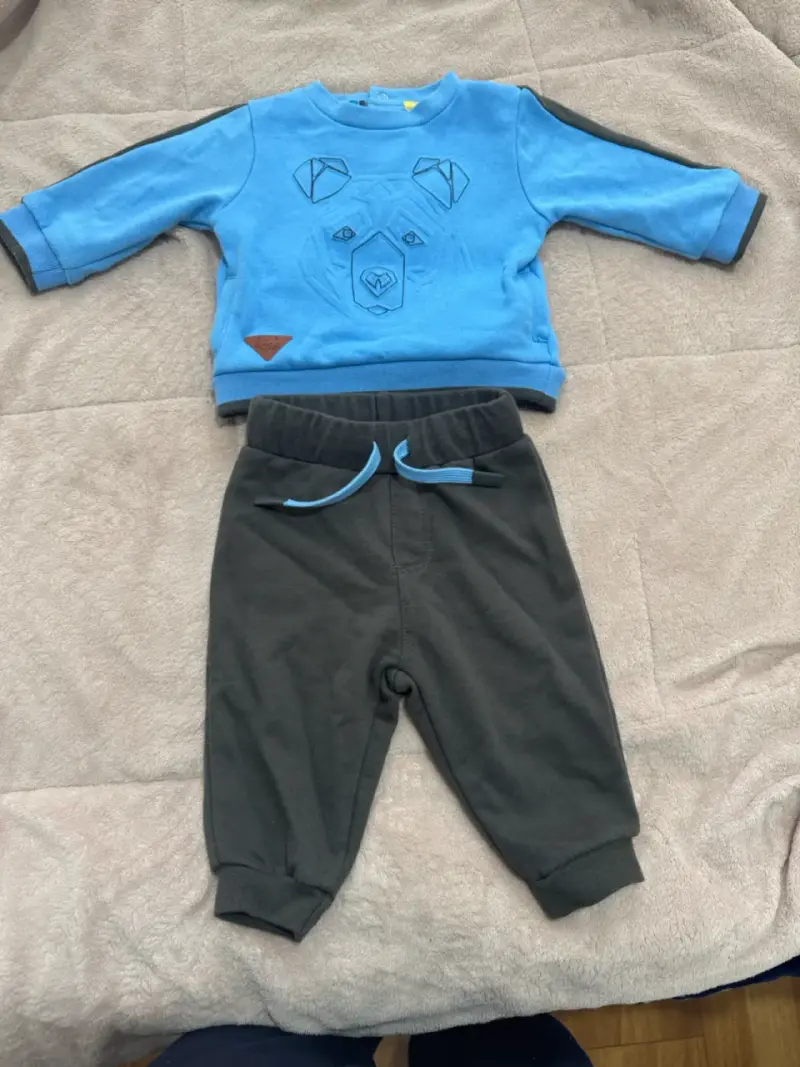Conjunto infantil polar azul y gris - 1