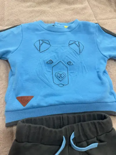 Conjunto infantil polar azul y gris - miniatura 3