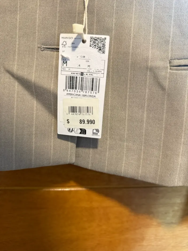 Blazer beige a rayas con etiqueta - 3