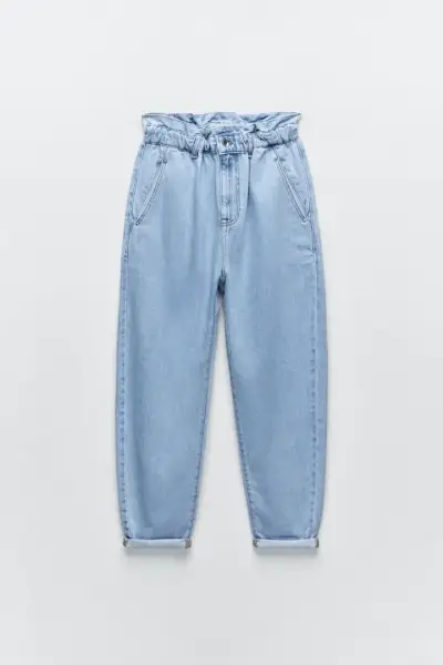 Jeans azules tiro alto Zara - miniatura 3