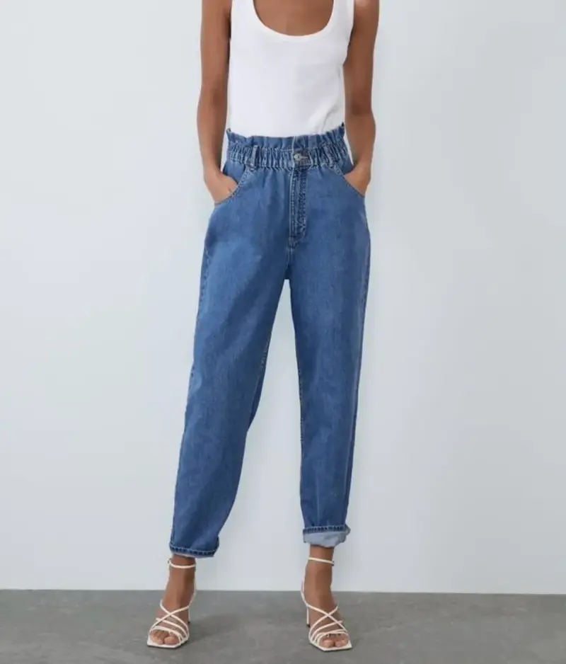 Jeans azul de tiro alto - 1