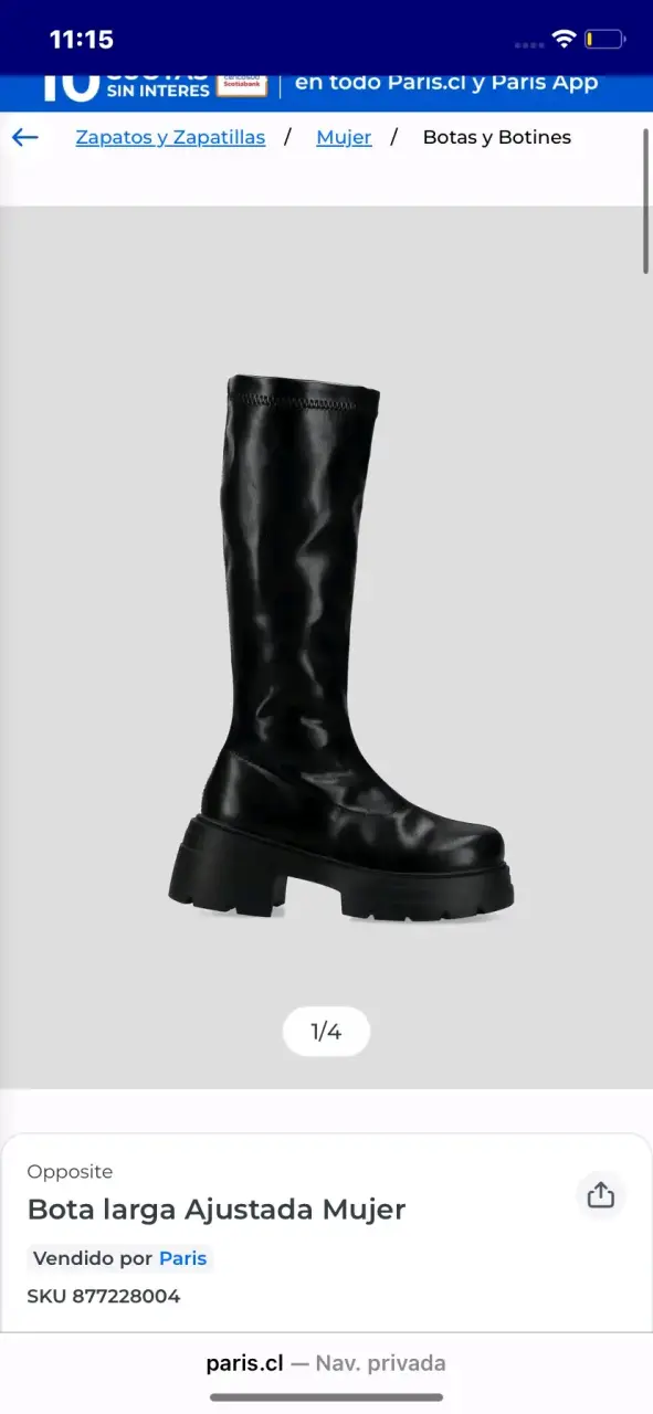 Bota larga negra ajustada