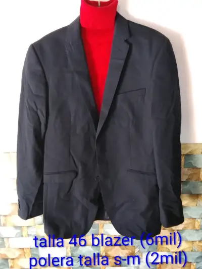 Blazer negro y azul talla 46 y poleras - miniatura 4