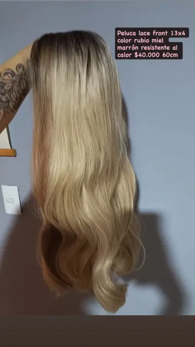 Peluca lace front rubio miel - miniatura 1