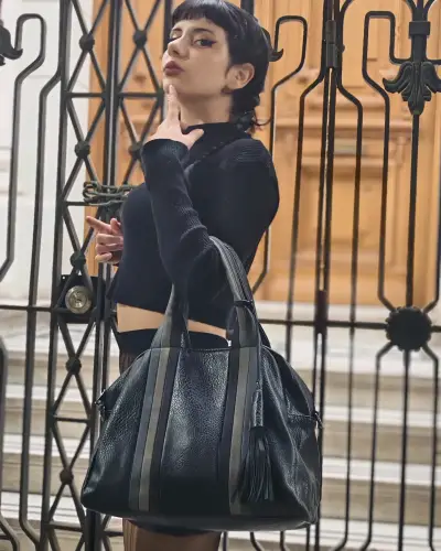 Bolso negro de eco cuero Italiano - miniatura 3