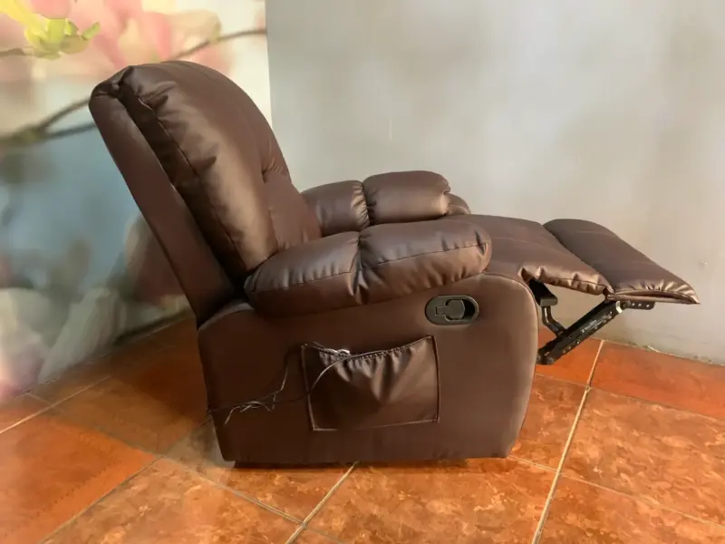 Sillón reclinable de cuero café - 4